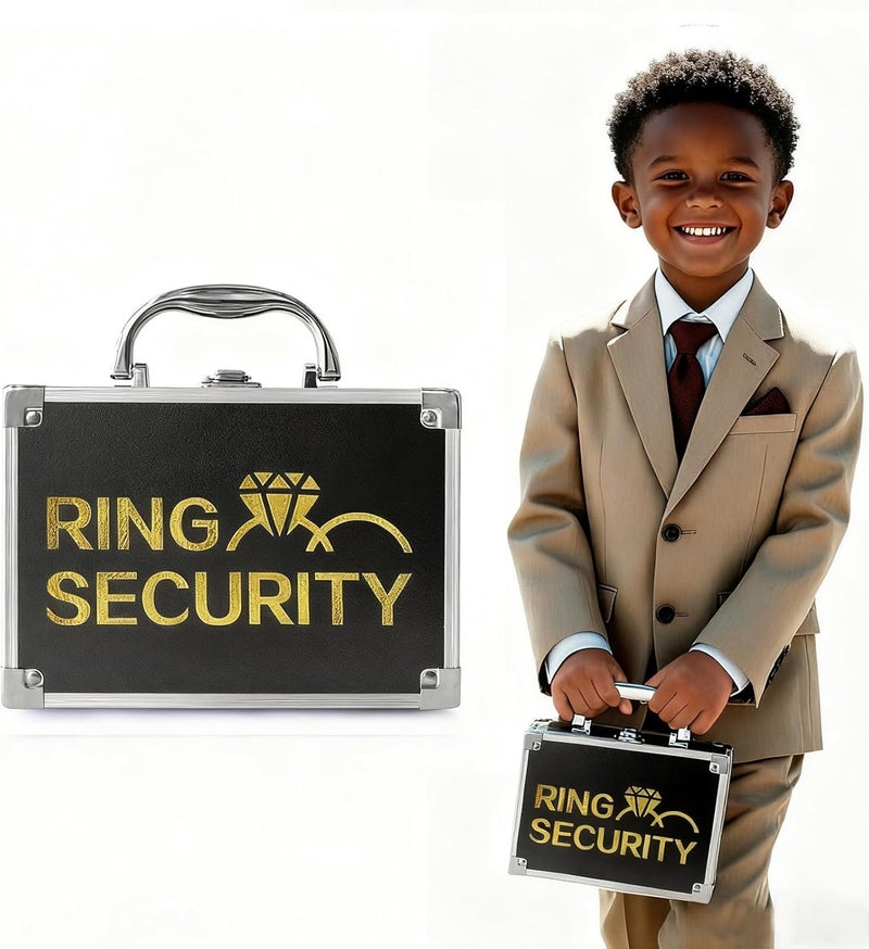 COSLANLEE Wedding Ring Security Box for Young Boys, Portable Buckle Closured Security Briefcase with Padded Pillow Lining, Ring Bearer Gifts for Ceremony Proposal 7.9 x 5.5 x 3.5 inch - Image 2